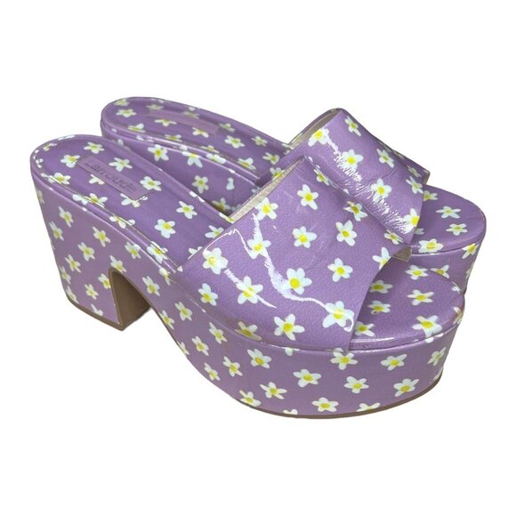 Larroude Womens Floral Miso Platform Slide Sandal Lavender 7 Coquette Cottage‎ - Picture 1 of 16